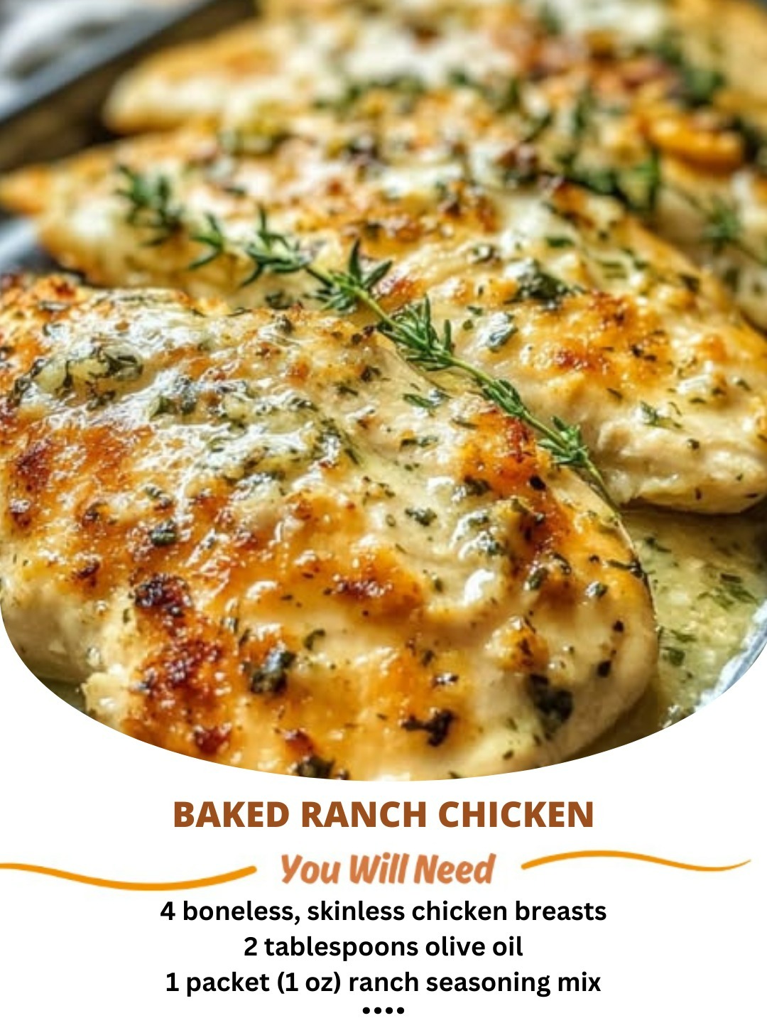 Taste - 🍗🌿 Baked Ranch Chicken 🧄🧀 Ingredients: 4 boneless, skinless ...