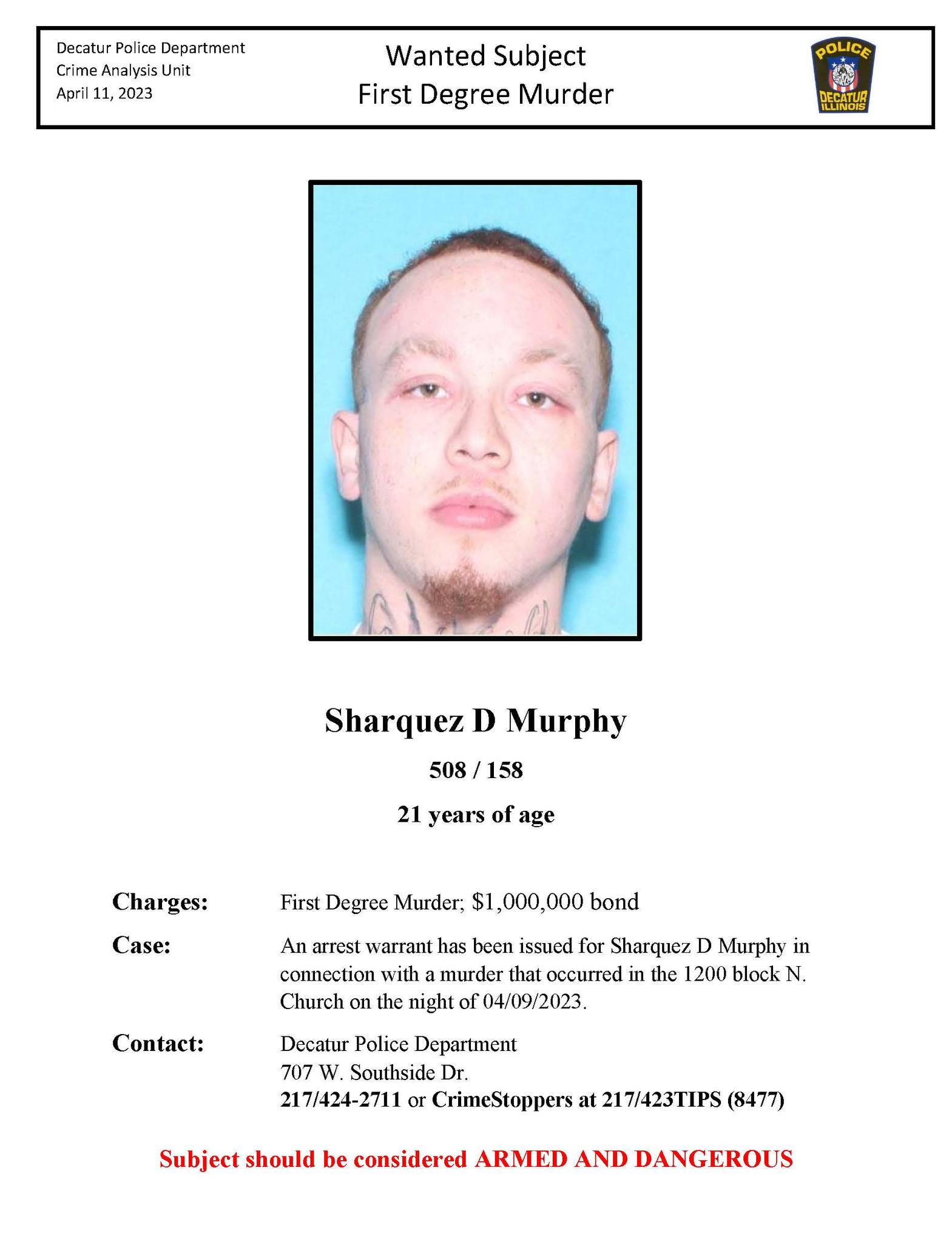 UPDATE: Murphy was arrested... - Decatur Police Department | Facebook