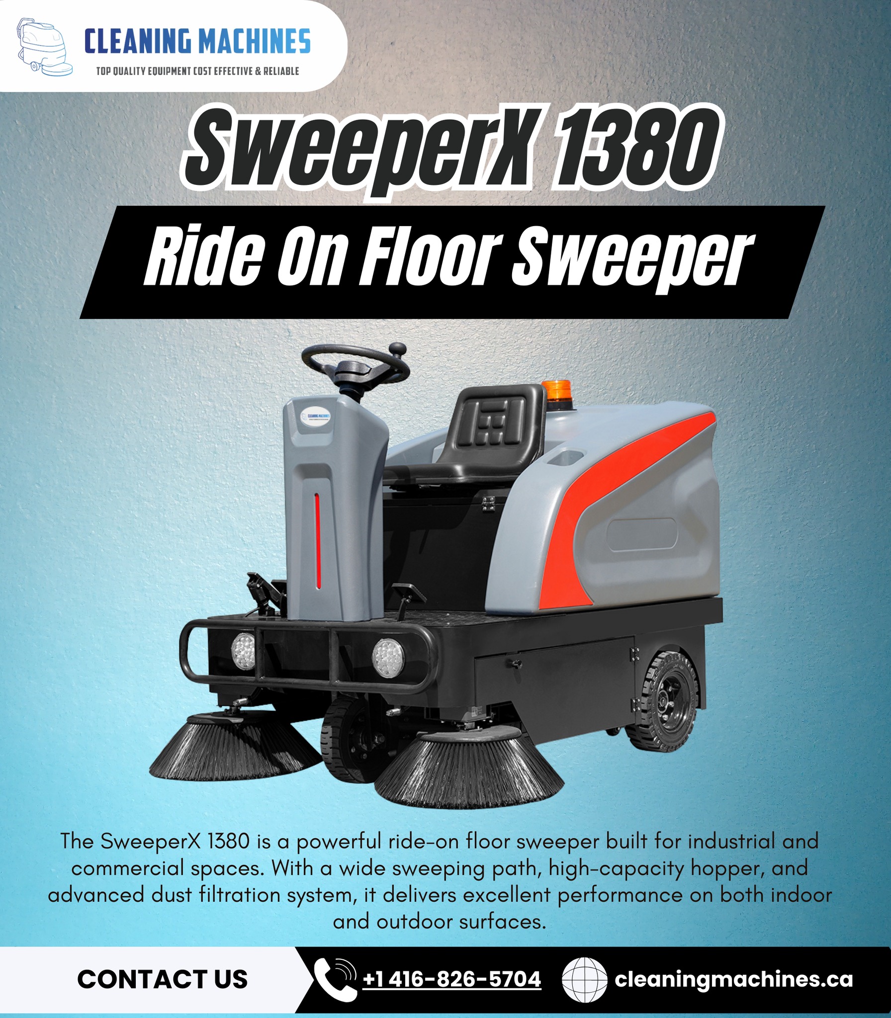Cleaning - The SweeperX 1380 is a powerful ride-on floor sweeper built ...