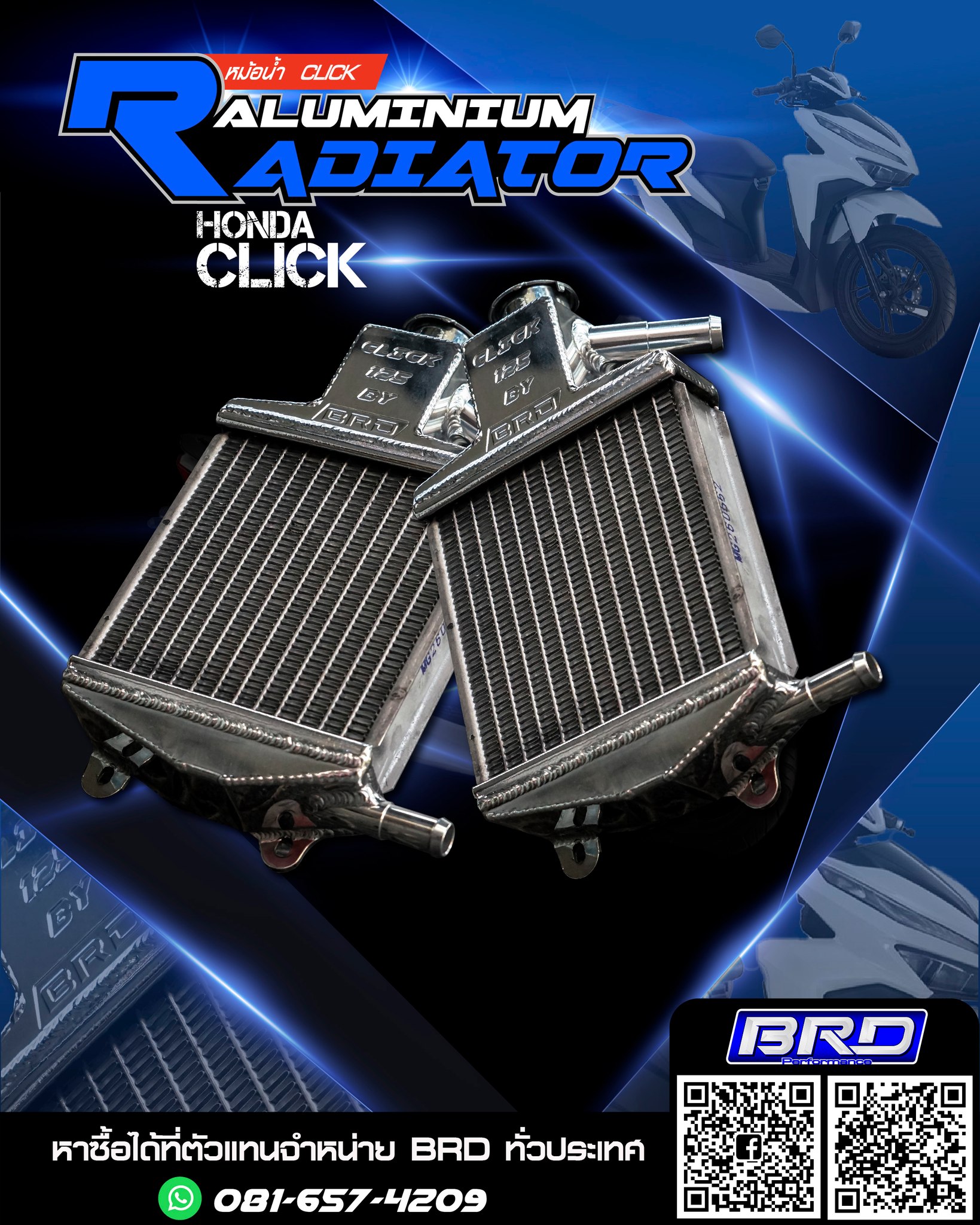 Bangmod'racing - ALUMINIUM RADIATOR HONDA CLICK 125...