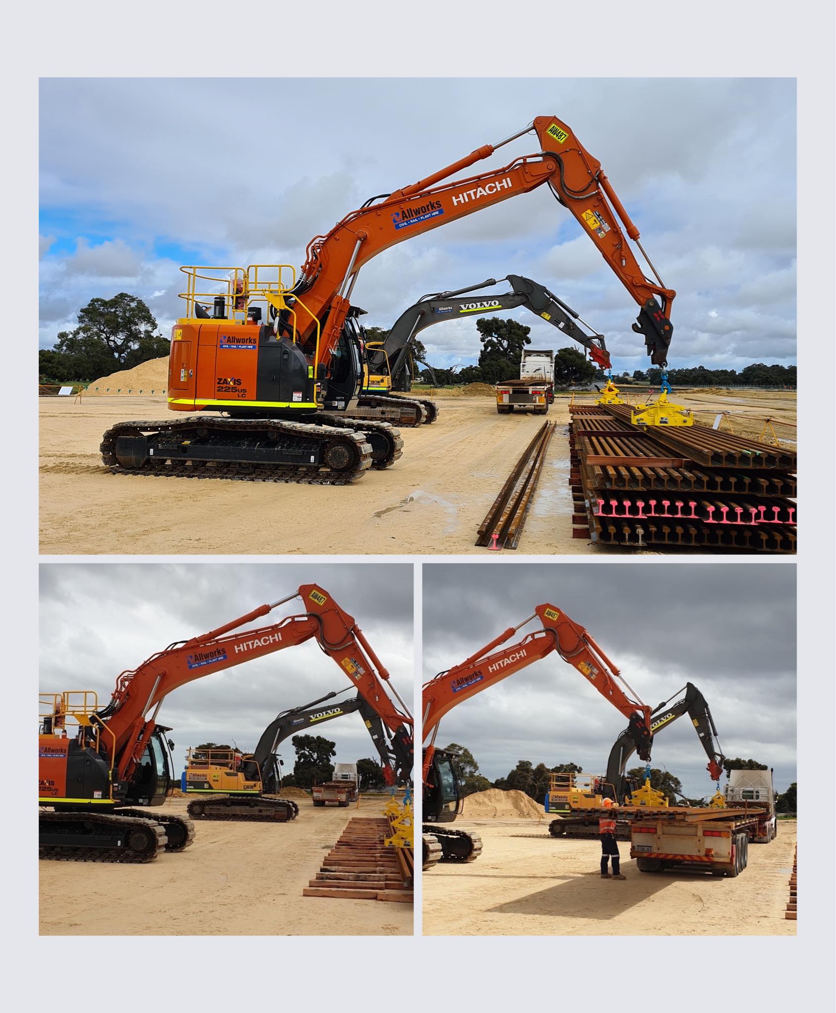 Allworks - Allworks Hitachi ZX225 & Volvo EC300 excavators unloading ...