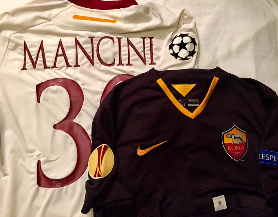 Maillot De Match Porté Et Sali Par Mancini - Milan Vs Roma, Collector Authentique