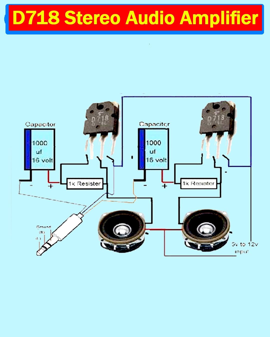 D718 and B688 Transistors Stereo Amplifier