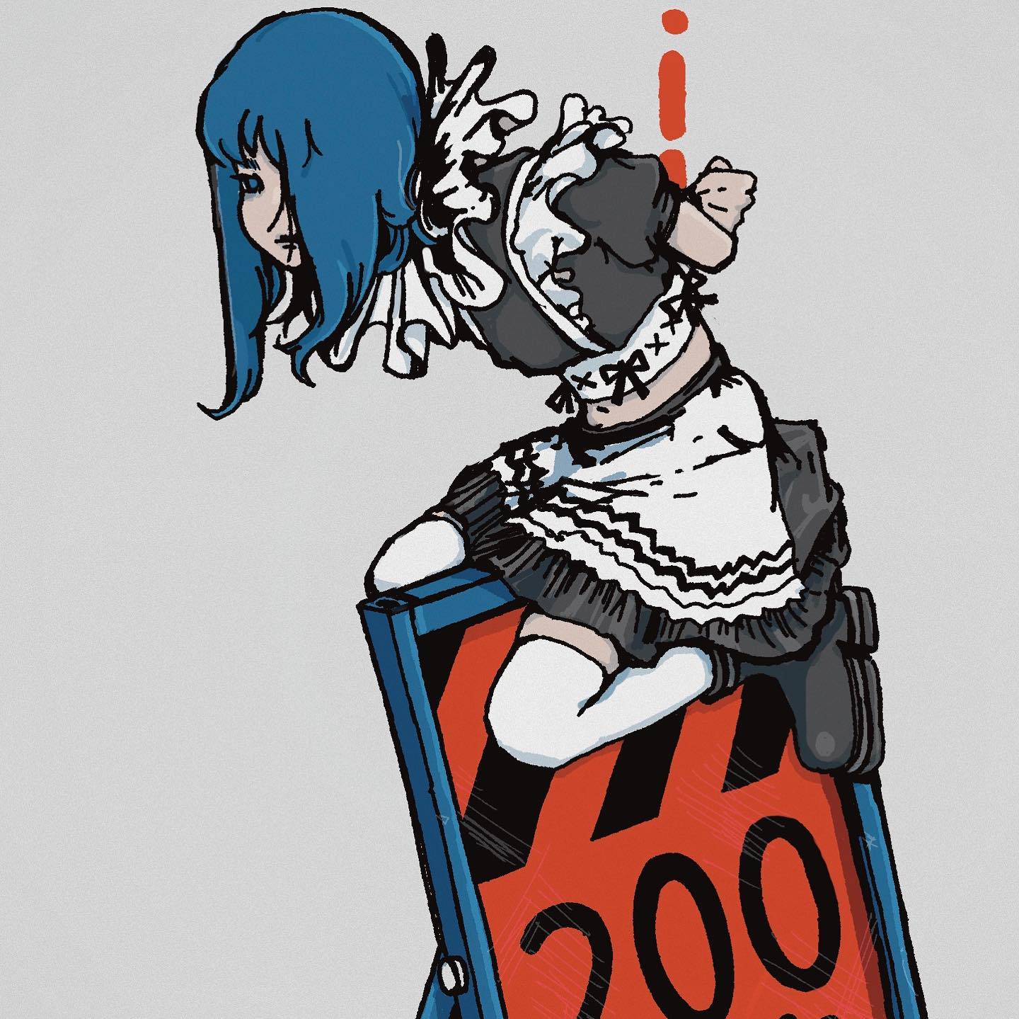 絵画　イラスト　女性 200m先のイラスト 言い出しっぺが1番アウトな絵を描く🥶 . . #illust