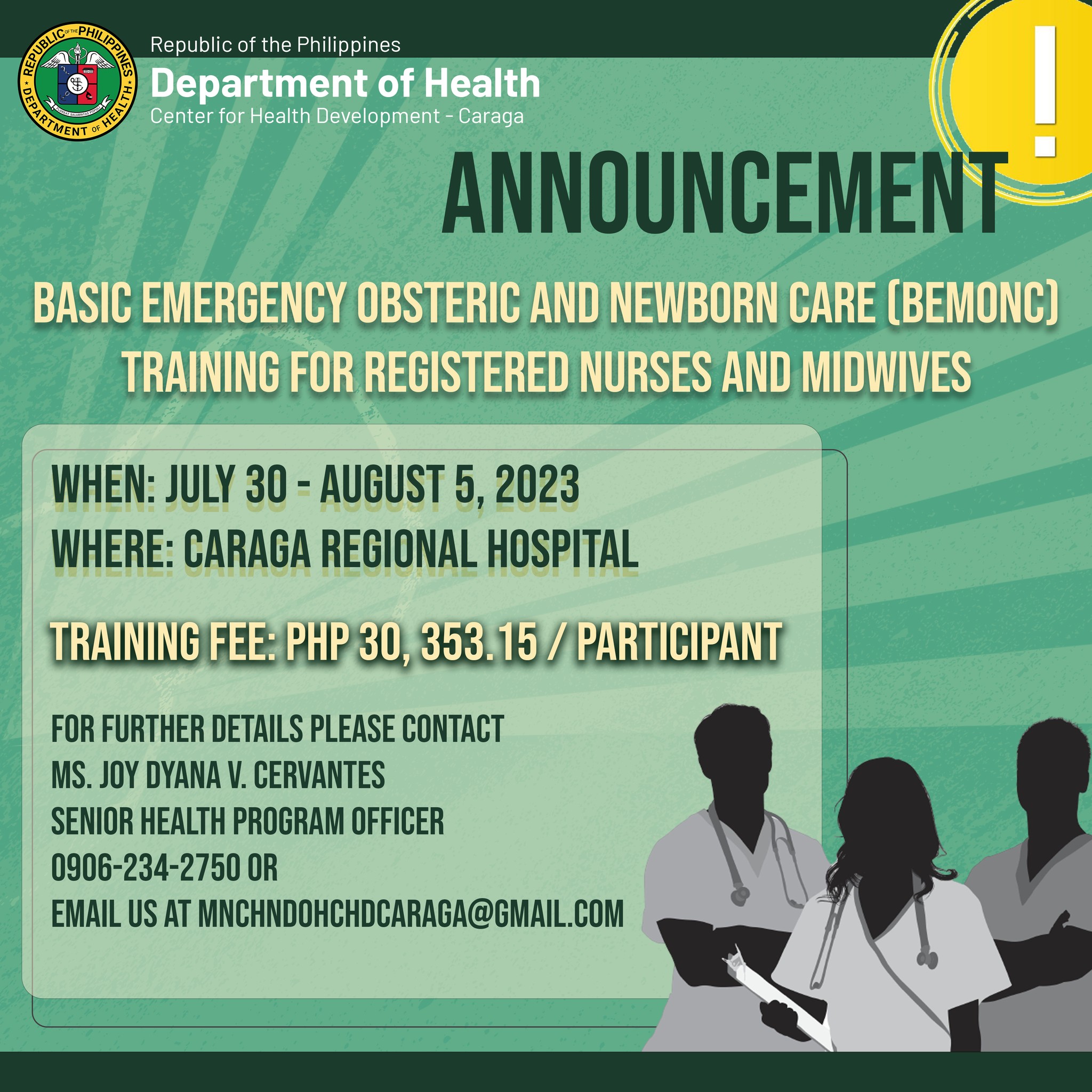 DOH - ANNOUNCEMENT Basic Emergency Obstetric and Newborn Care (BemONC ...
