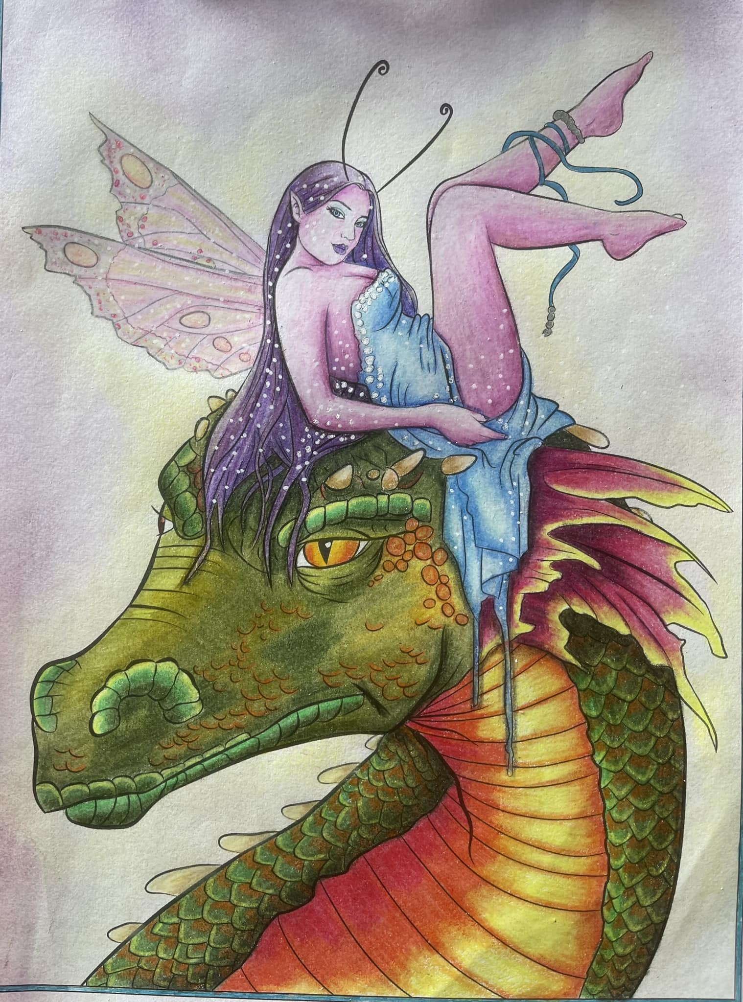 Coloring fairy and dragon from Selina Fenech