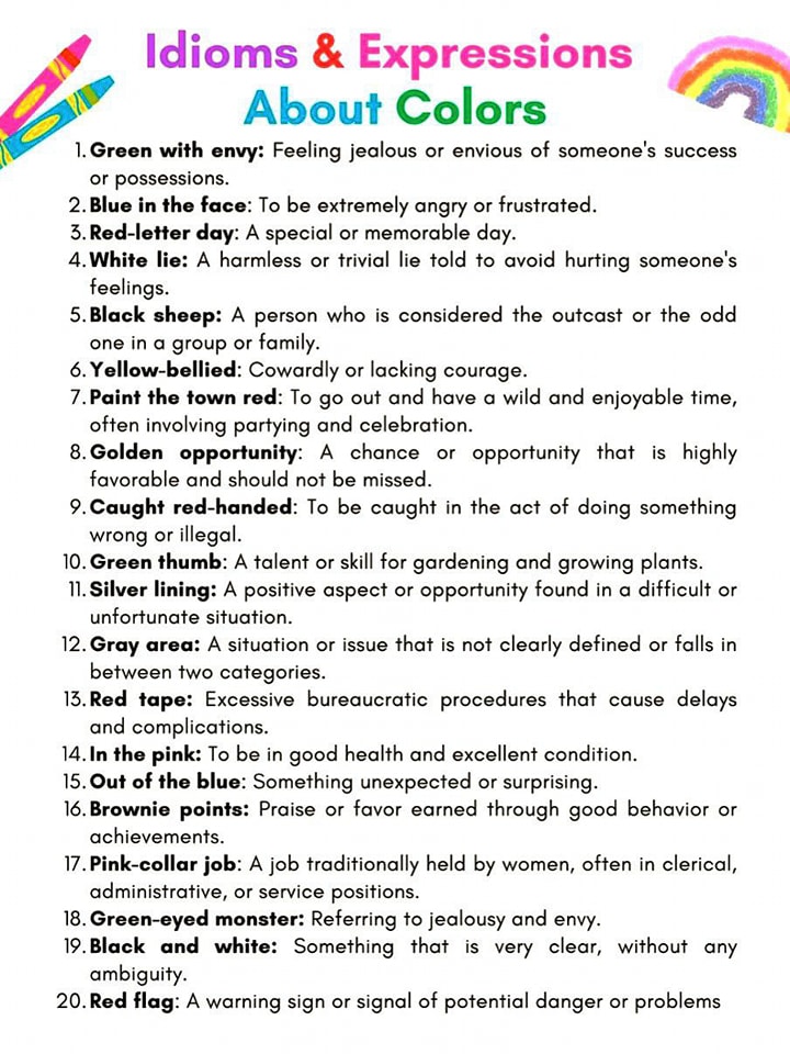 🌈 Colourful Expressions 🎨... - STUDY English Grammar.