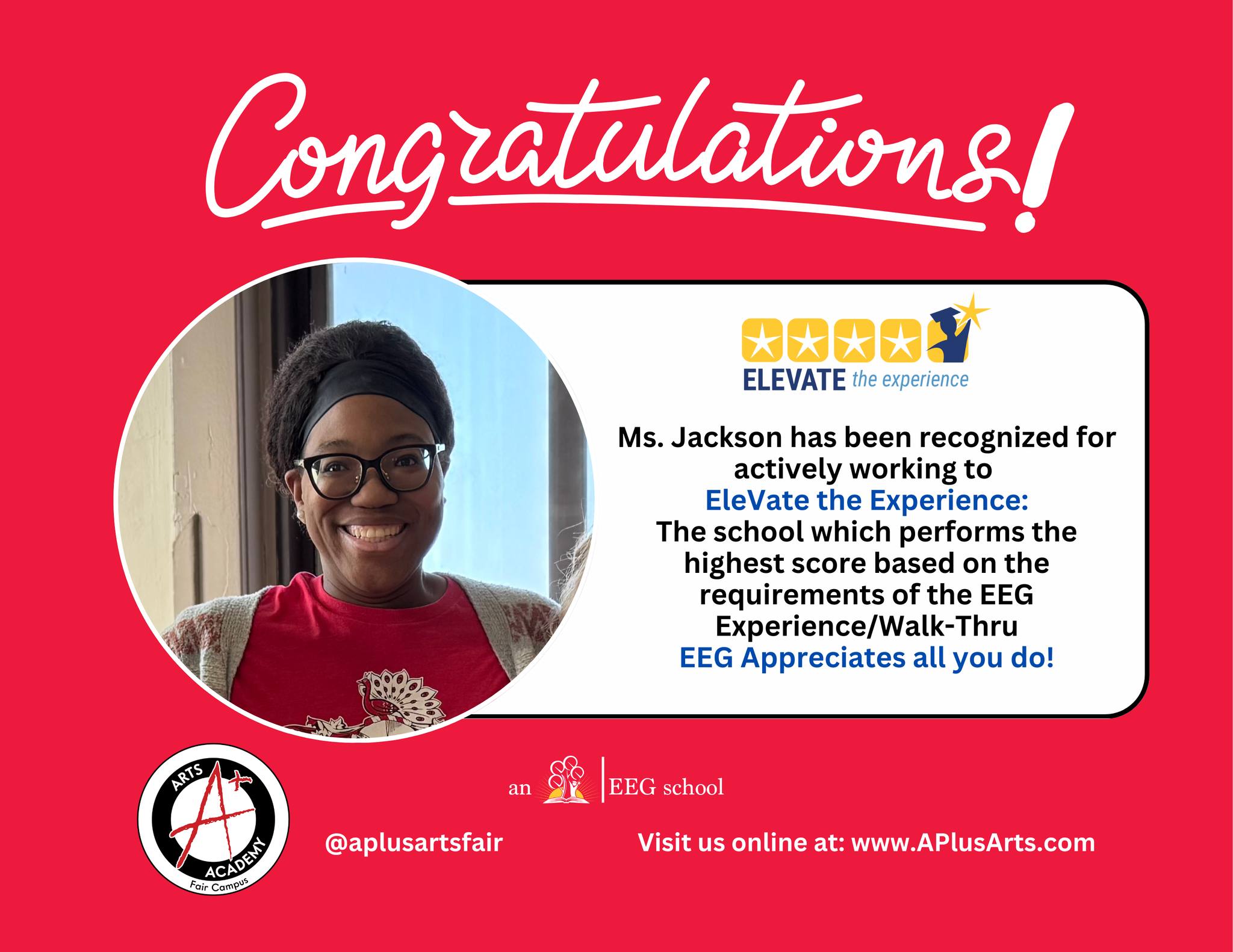 🎉 Congratulations to Ms. Jackson at... - A+ Arts Academy-Fair | Facebook
