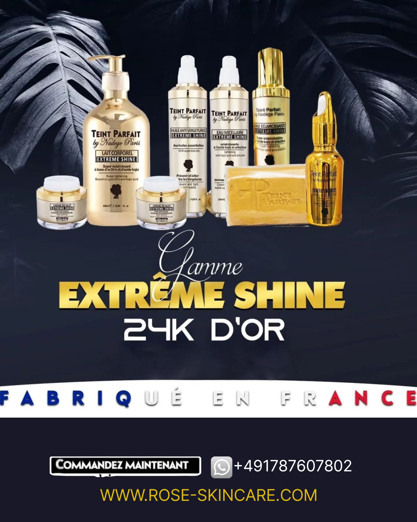 Kit éclaircissant Extreme Shine 24K Or - Gamme Complète Pour Teint Métis, Anti-imperfections