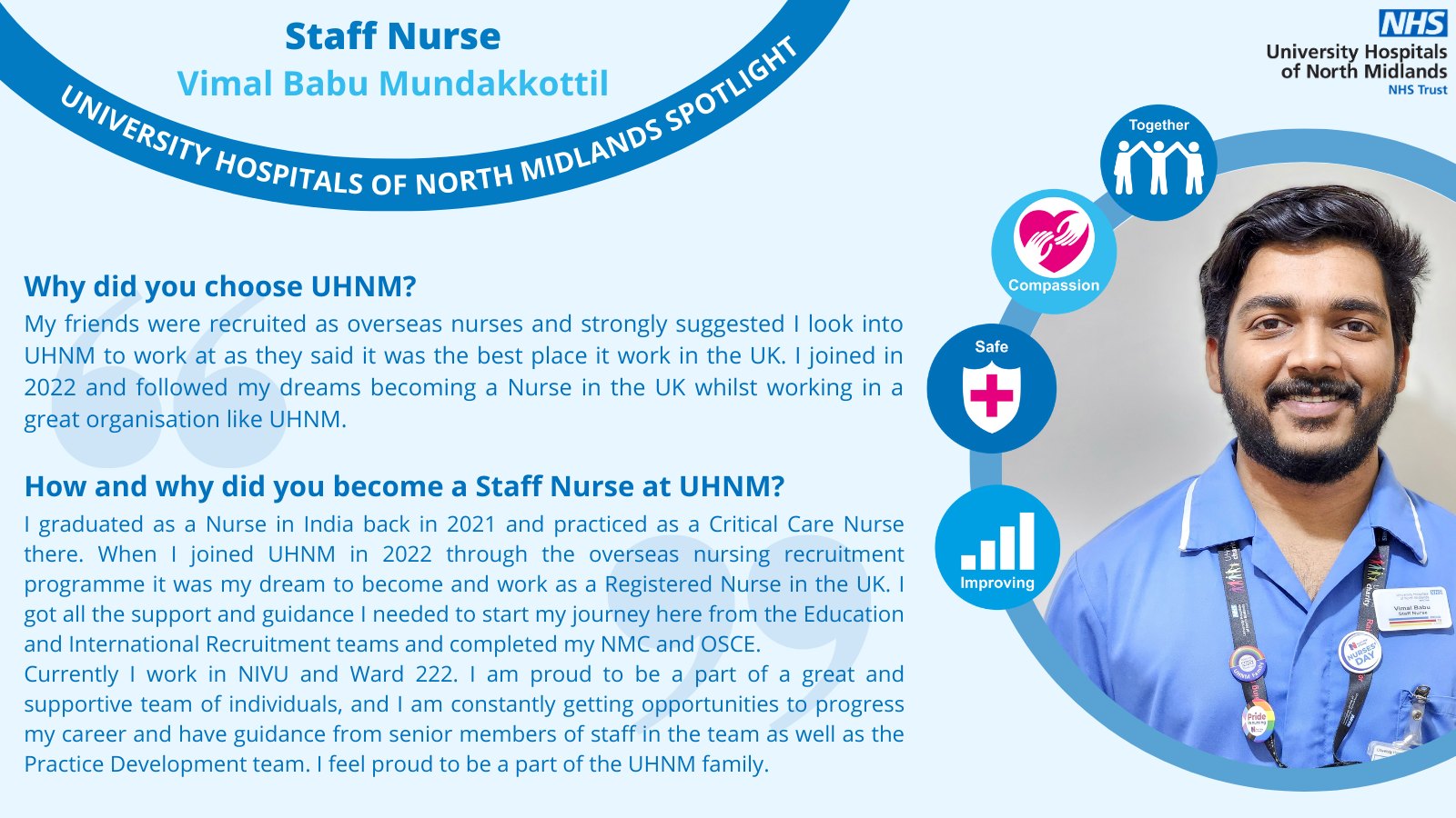 Careers At UHNM | This week's Spotlight is Vimal Babu Mundakkottil, a ...