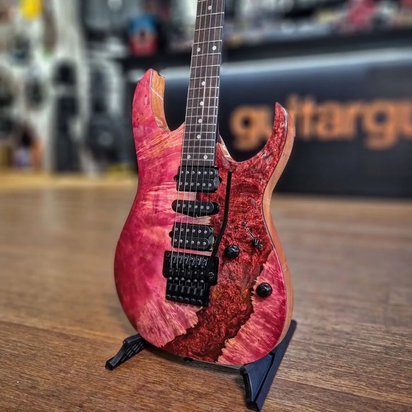 Ibanez j.custom model displayed at an exhibition in Japan