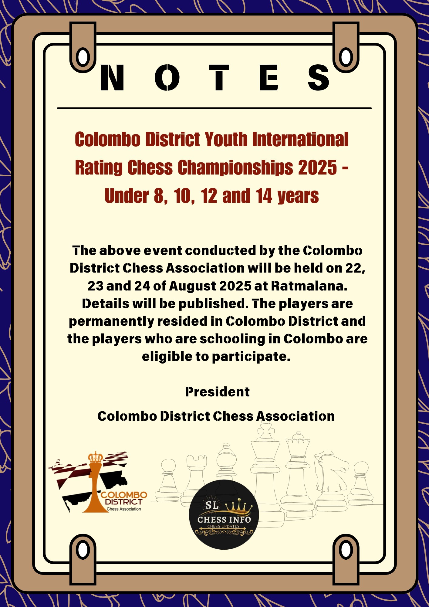 Chess InfoSl - ⚜️ ............. 𝘾𝙤𝙡𝙤𝙢𝙗𝙤 𝘿𝙞𝙨𝙩𝙧𝙞𝙘𝙩 𝙔𝙤𝙪𝙩𝙝... | Facebook