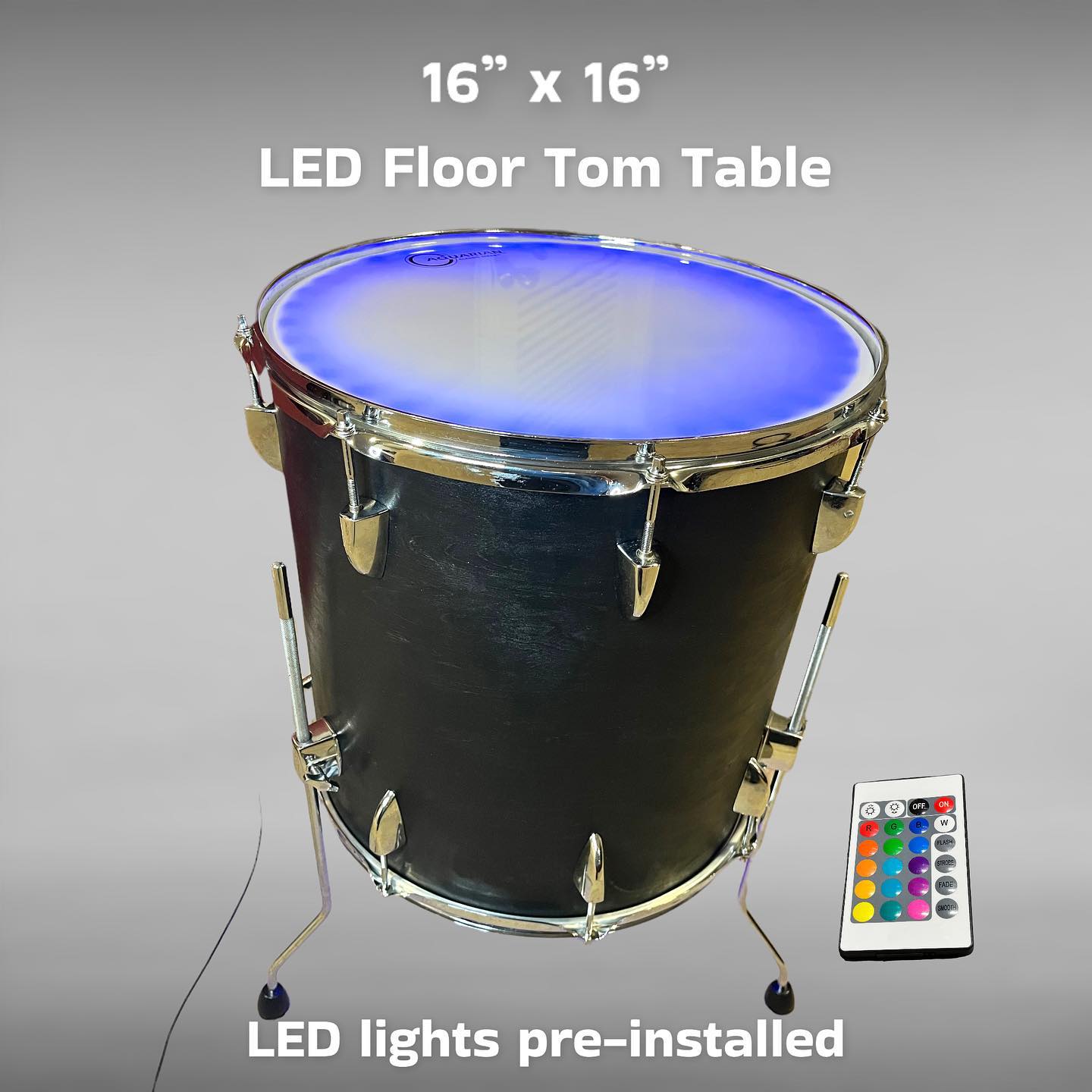 16” x 16” LED Floor Tom table -... - Custom Drum Decor