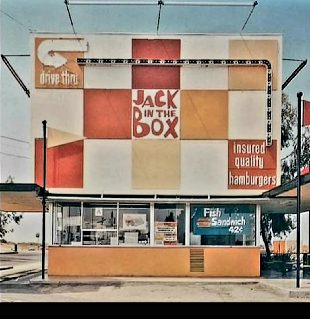 Jack In The Box in the 1960s and the actual jack in the box sign!