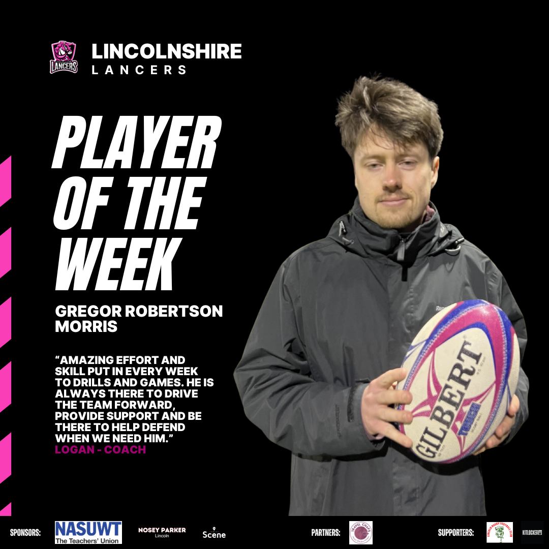 Lincolnshire Lancers RUFC - 🖤🩷 Gregor - Player of the Week 🩷🖤 Very well ...