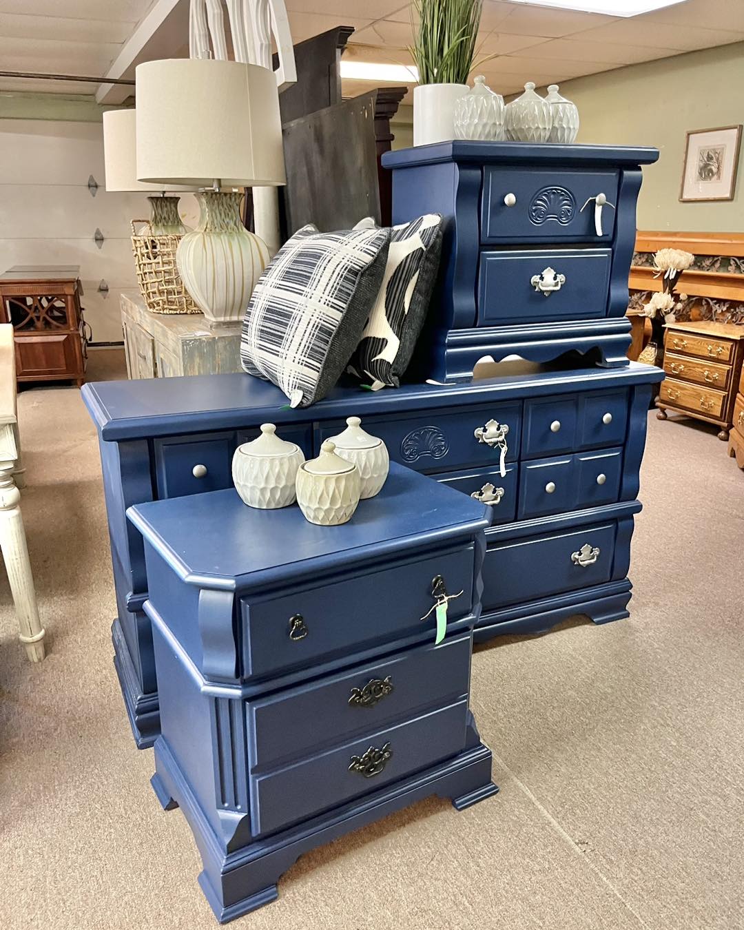 royal blue dresser furniture for sale at Belle Patri dark navy blue dresser Adele Satin Dotted Midi boldmetrics:womens_dresses_alpha_down efficient operation US Size:2
