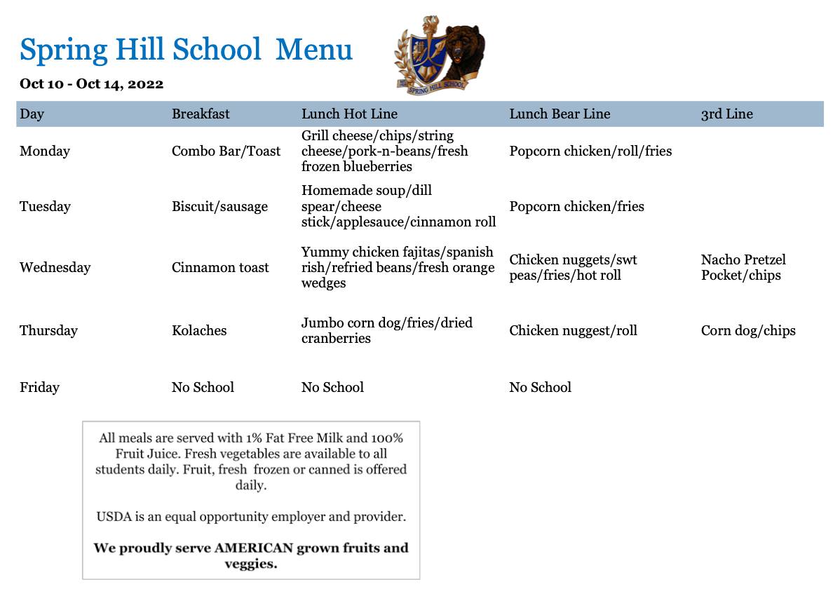 High School Menu Click the... - Spring Hill School District