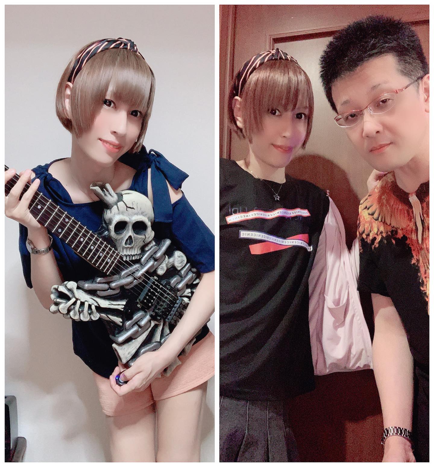 荒金 さとみ アーティスト ケイdeathrush氏 Kei Dokurochan に会ってきたのだ ギターに注目 さとみんが持つとギー太 ぽくなる ジョージリンリンチ ケイdeathrush Facebook