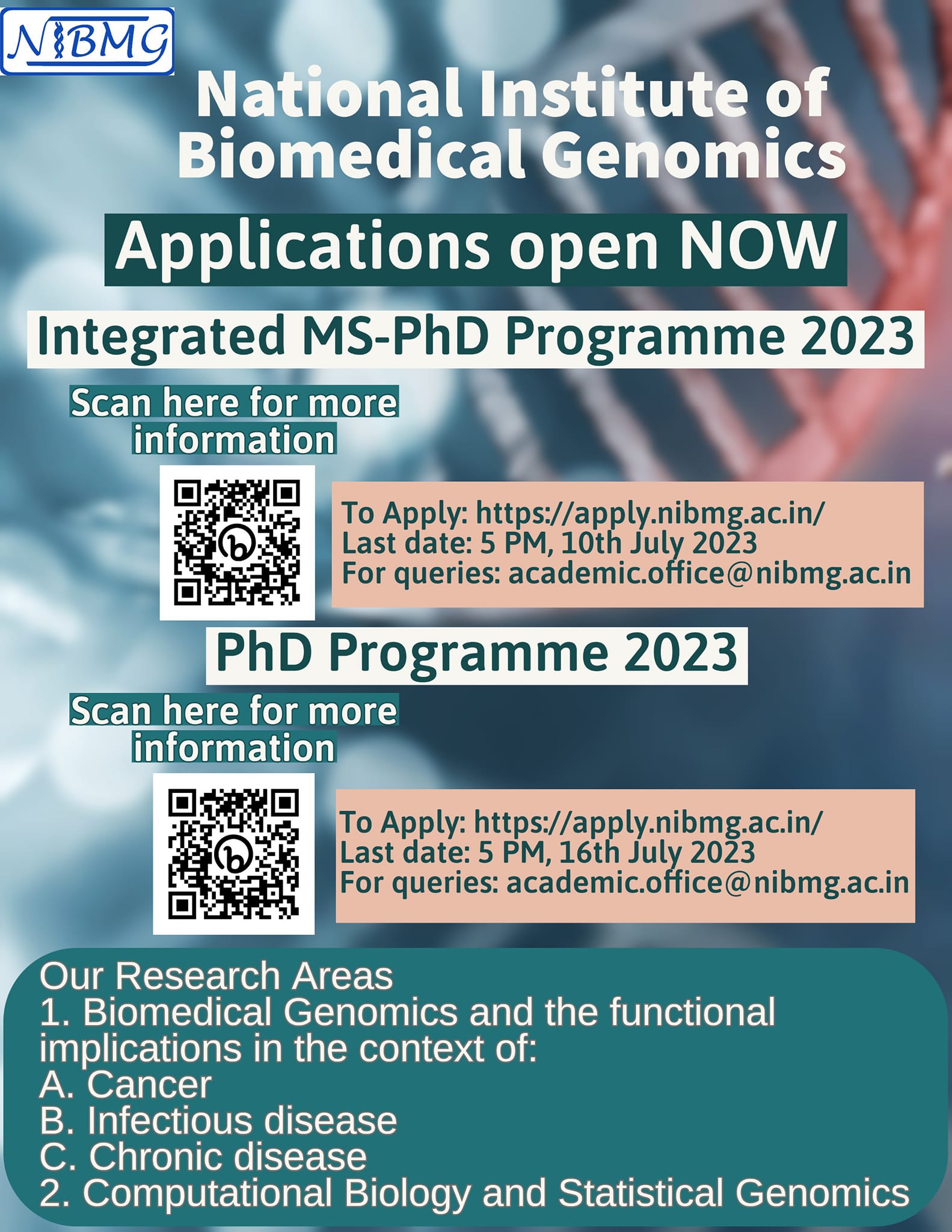 📢... - DBT - National Institute of Biomedical Genomics