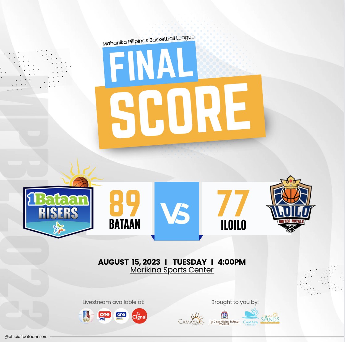 1Bataan Risers - On Fire 1Bataan Risers secure 5th win in...