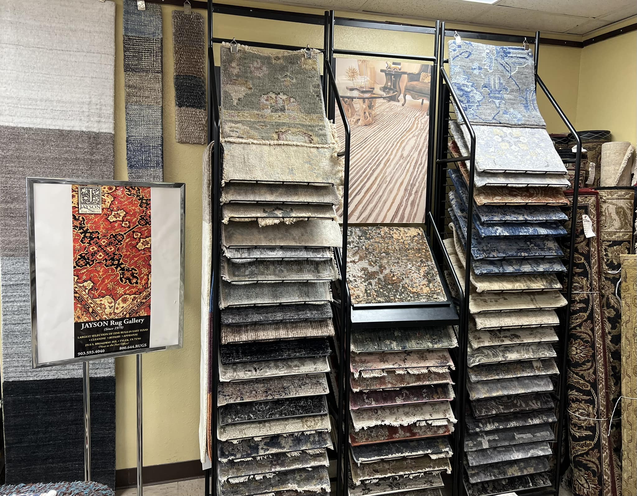 Jayson Rugs - Our sample rack that has many different...
