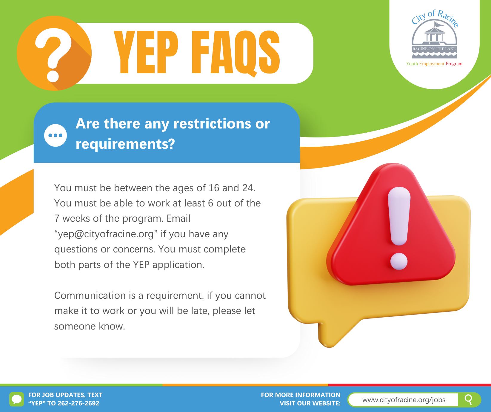 City of Racine, Youth Employment Program - YEP | Racine WI