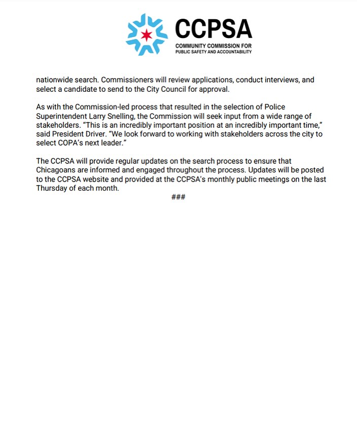 Community Commission for Public Safety & Accountability- CCPSA | Chicago IL