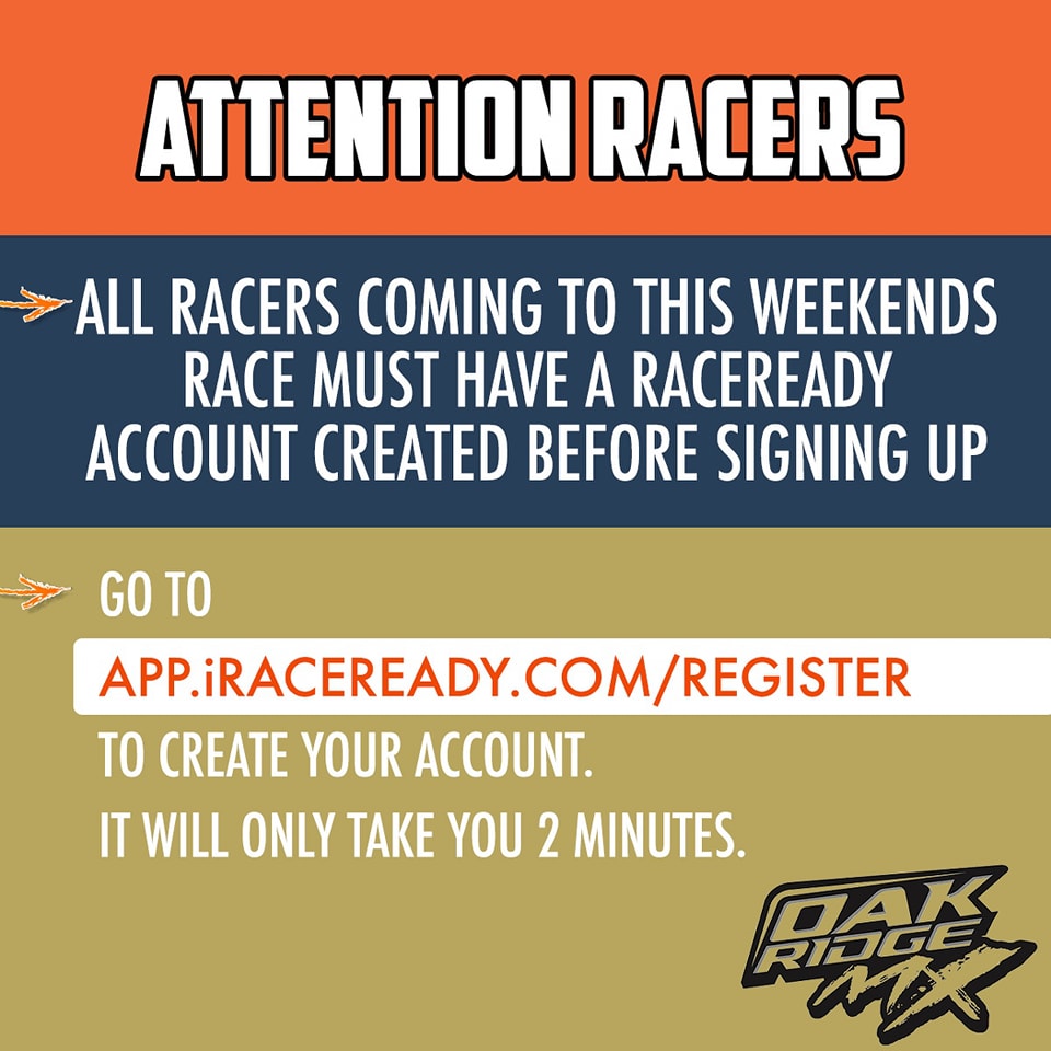 Oak Ridge MX - ⏱️Attention racers and parents of racers!... | Facebook