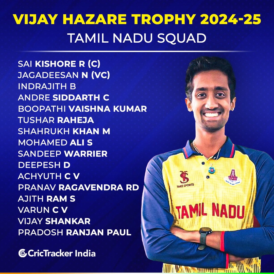 CricTracker - Tamil Nadu has announced their squad for the Vijay Hazare ...
