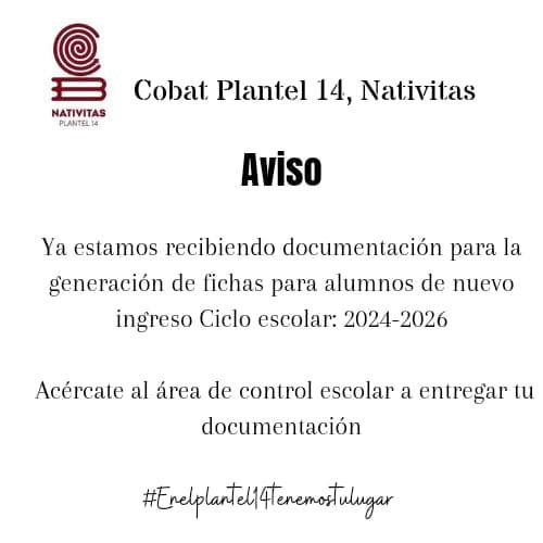 Vida Escolar Cobat Pl 14, Natívitas | Nativitas
