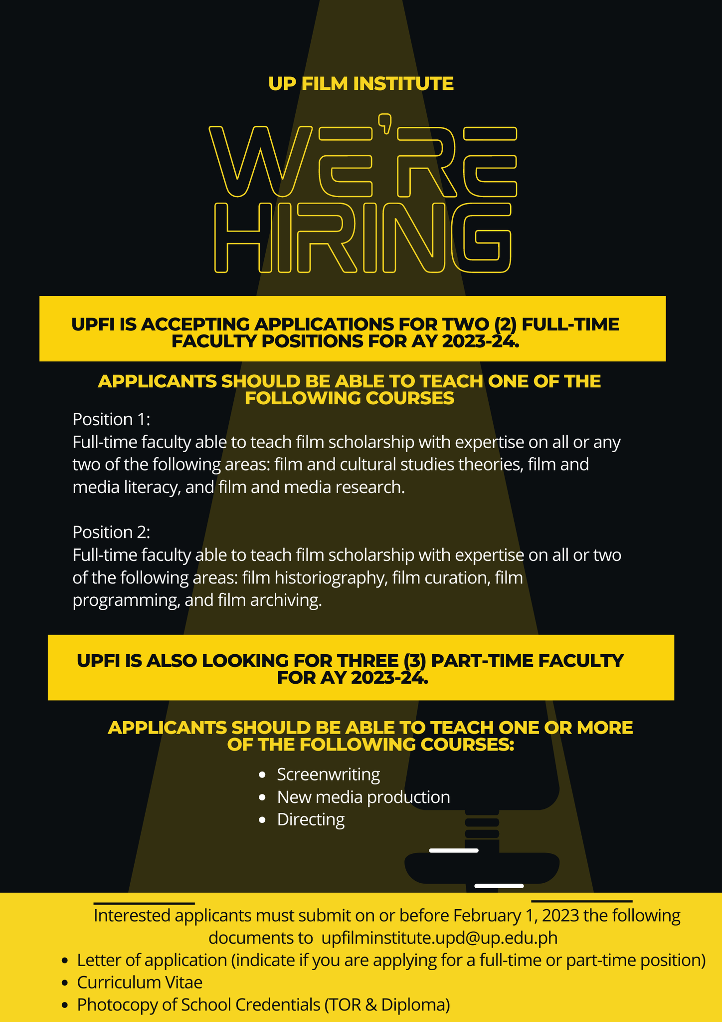 UP Film Institute - UPFI is accepting applications for full-time and ...