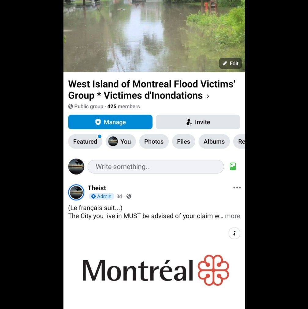 West Island of Montreal Flood Victims' Group * Victimes d'Inondations ...