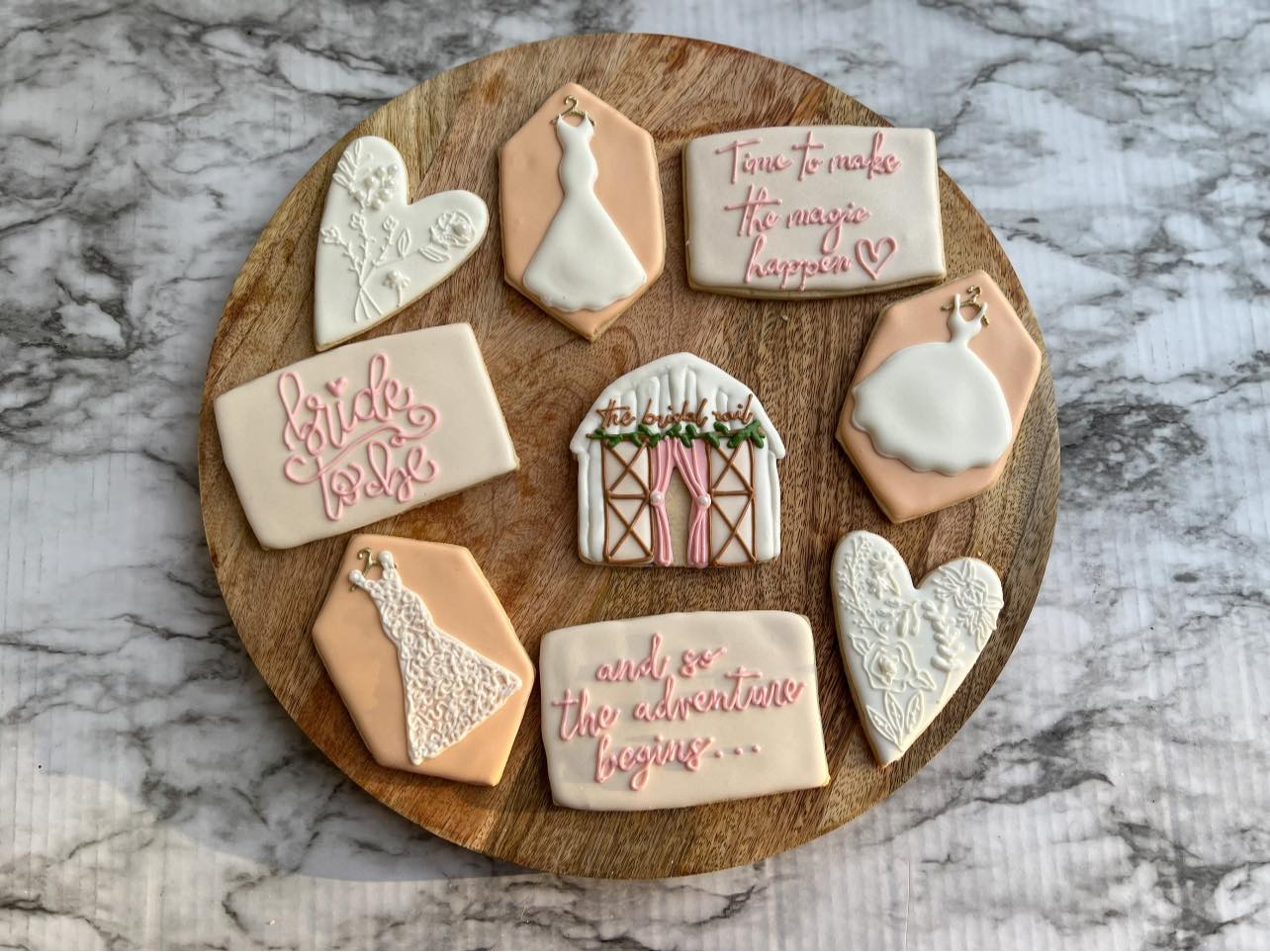bridal shower wedding dress cookies Incredible to see – covered in Satin Ice that say Bride to Be! *Each cookie is heat Toronto fashion How to Dress Plus Color:Midnight Garden