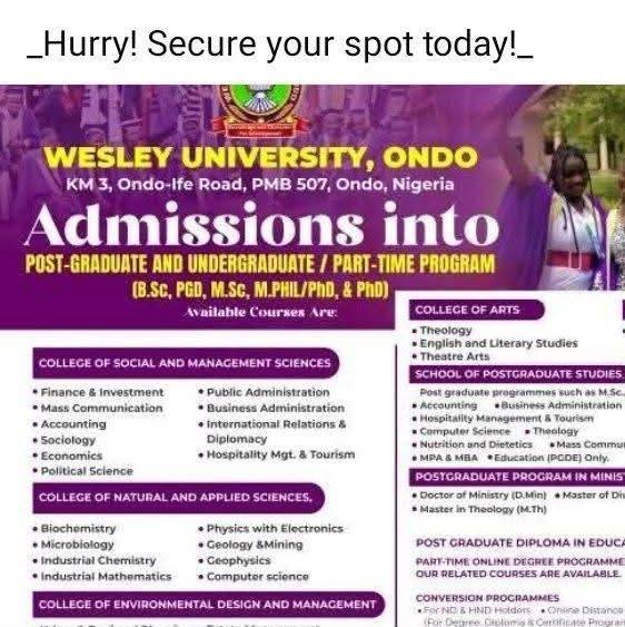 admissions-office-wesley-university-ondo-ondo
