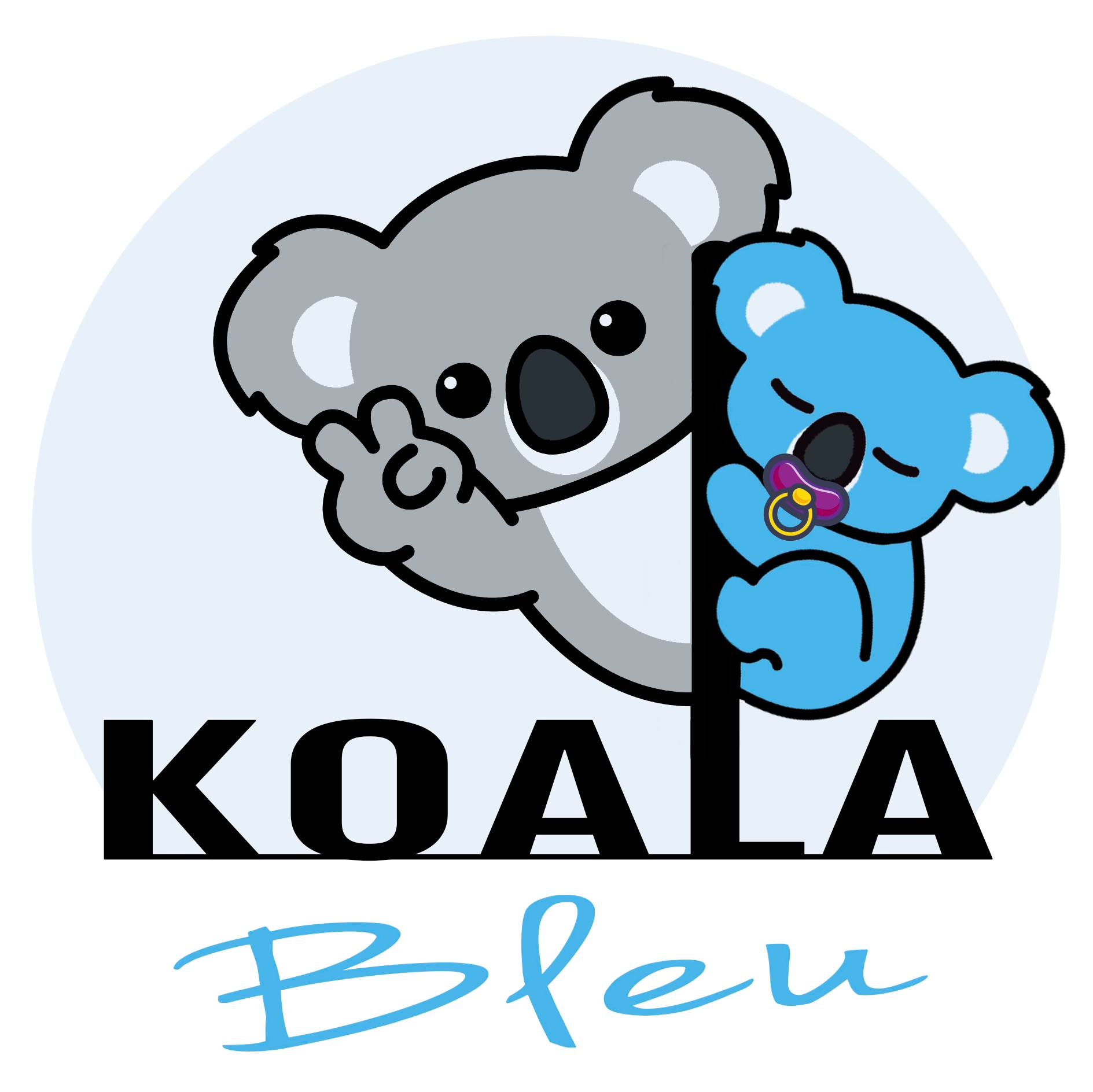 Porte-monnaie En Feutrine Recyclée Bleu Avec Motif Koala - Personnalisable, 11x9 Cm, Fermeture éclair