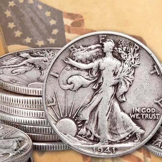 🗽[Walking Liberty Half Dollar] Minted between 1916 and 1947, the 90% ...