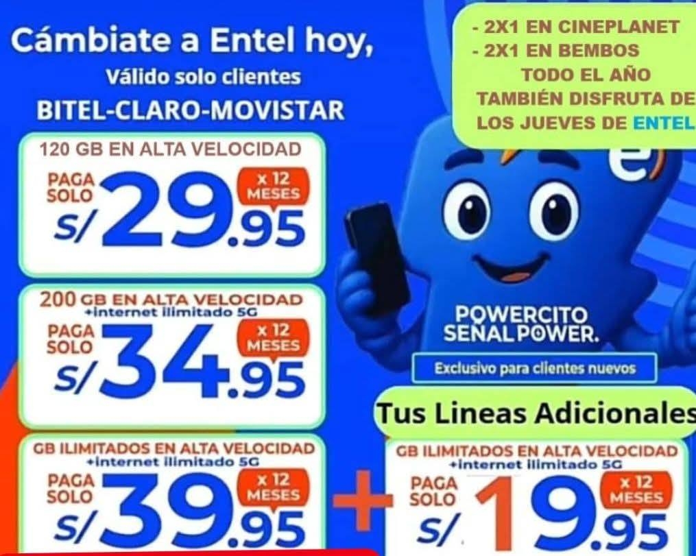 🇵🇪📲PORTABILIDAD ENTEL PERU🤩🥳 🎊OFERTA🎊 50% DESCUENTO X 12 MESES 🚨POR ...