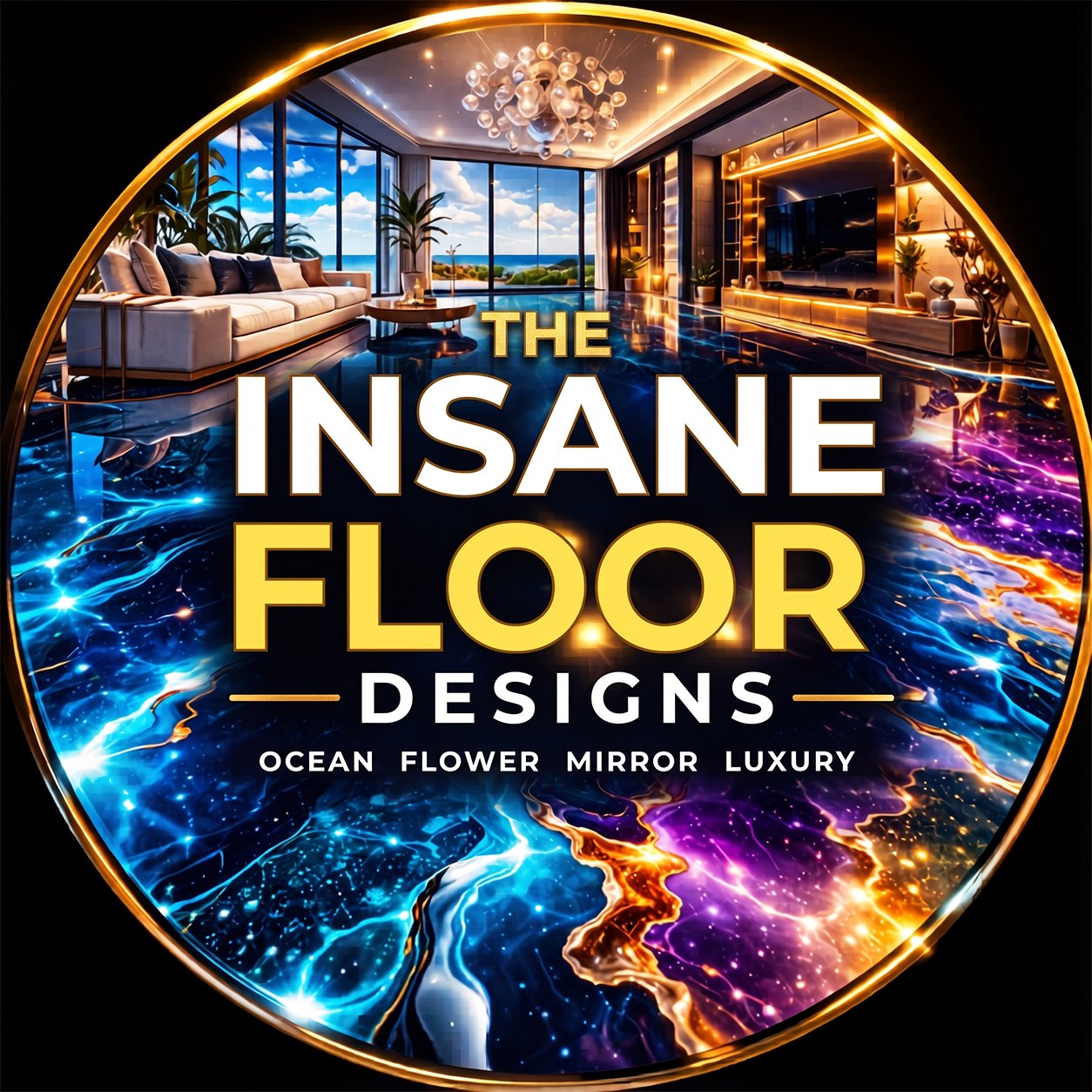 Pearl Glacier Stream epoxy floor transformation for a luxury lake house ...