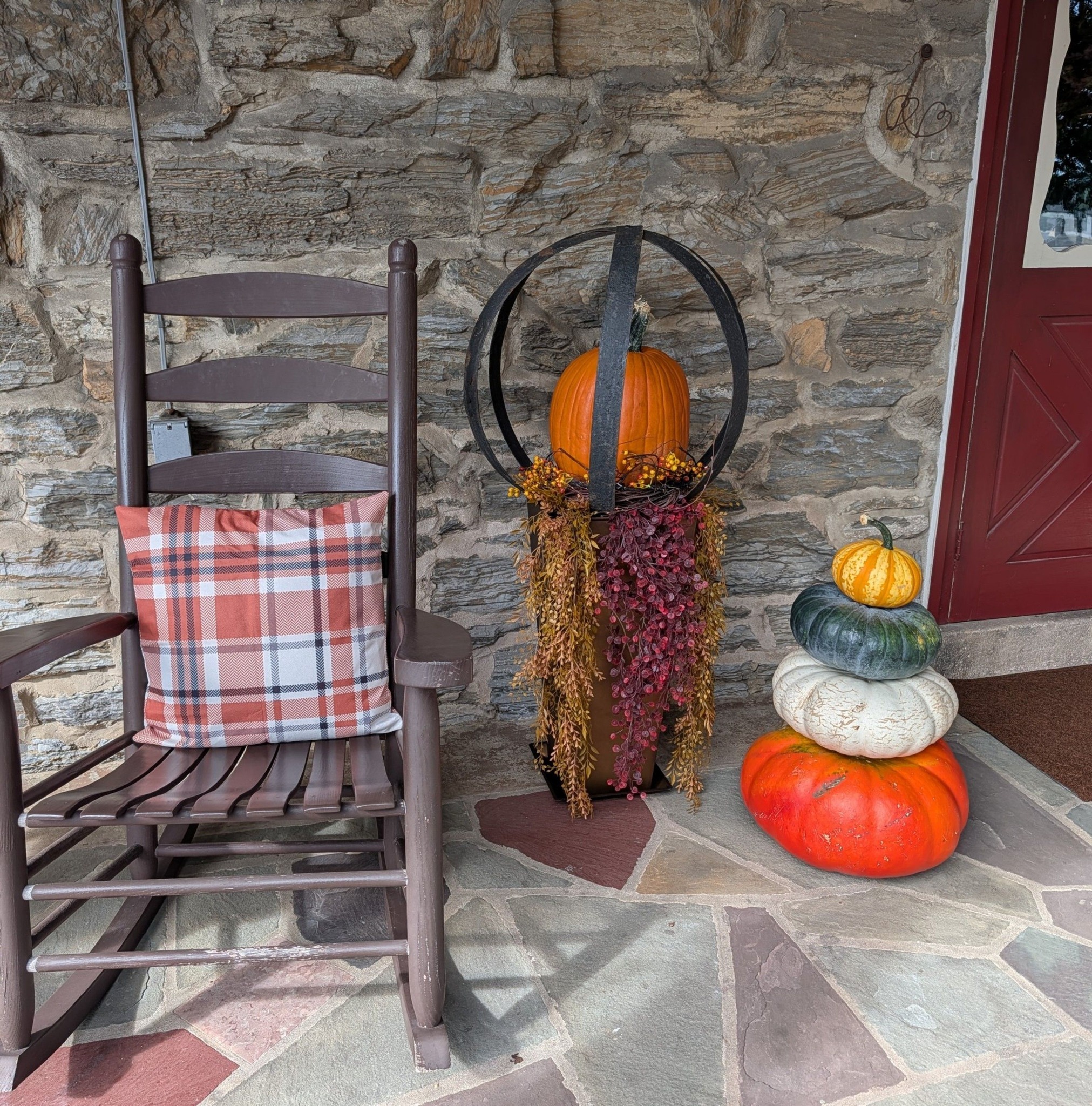 Porch transformation complete! From a blank slate to a warm autumn ...