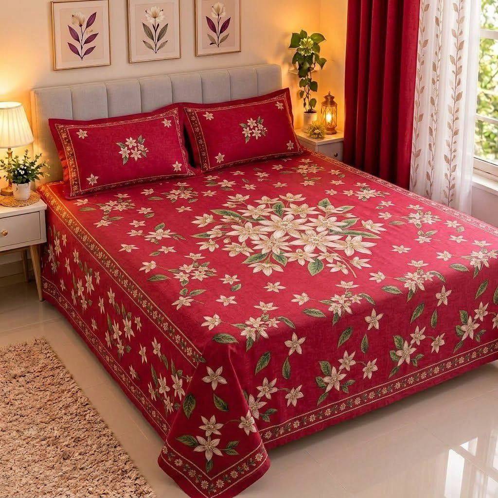 Arong Pattern Applique Cotton Bedsheet ️ | 49 ঊনপঞ্চাশ