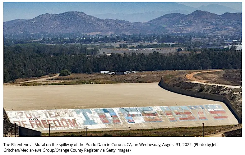 The mural by Prado Dam off the 91/71 in Corona CA has been