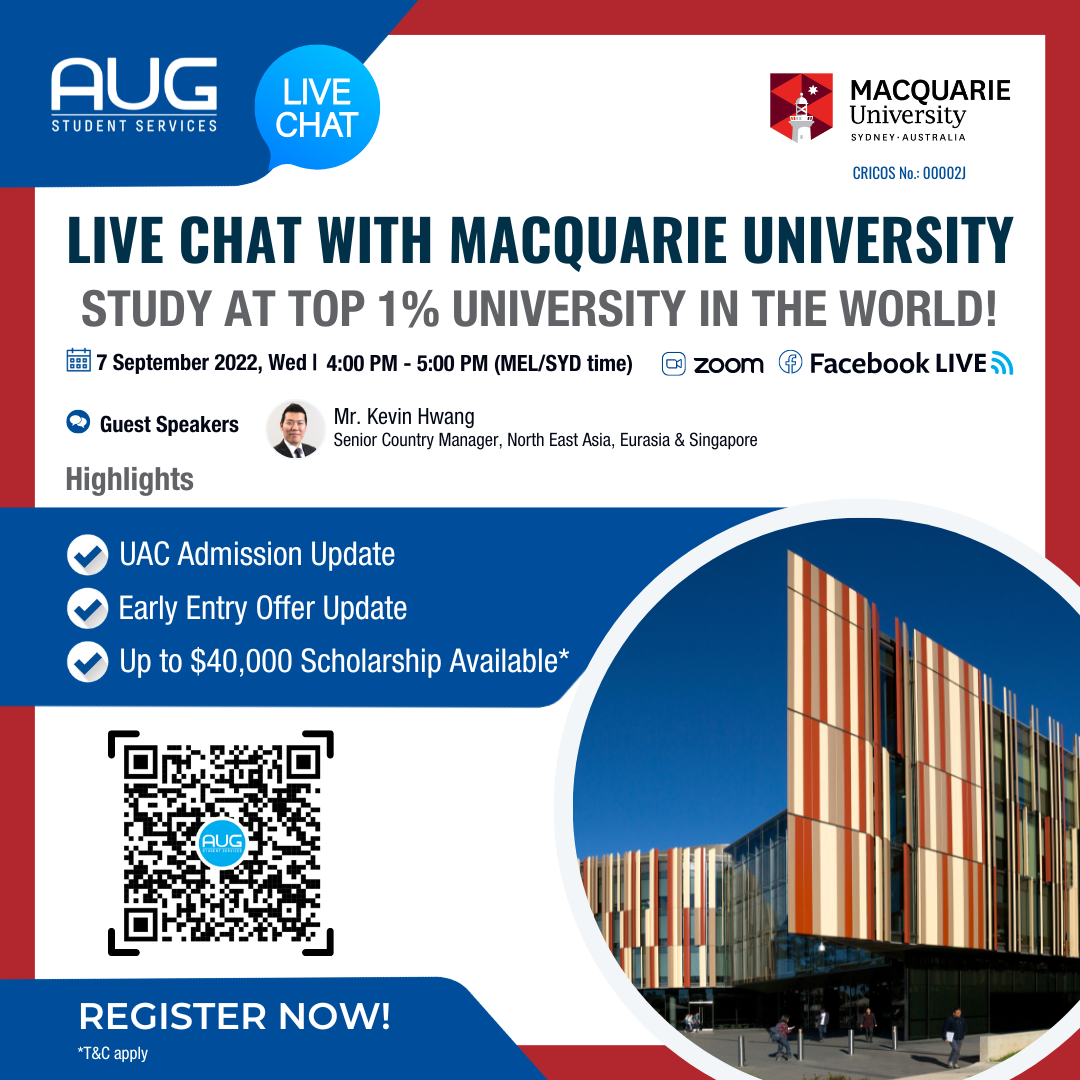 AUG Australia - 📣 𝐋𝐈𝐕𝐄 𝐂𝐇𝐀𝐓 𝐖𝐈𝐓𝐇 𝐌𝐀𝐂𝐐𝐔𝐀𝐑𝐈𝐄 𝐔𝐍𝐈𝐕𝐄𝐑𝐒𝐈𝐓𝐘 👥 🌍 Ranked in the ...
