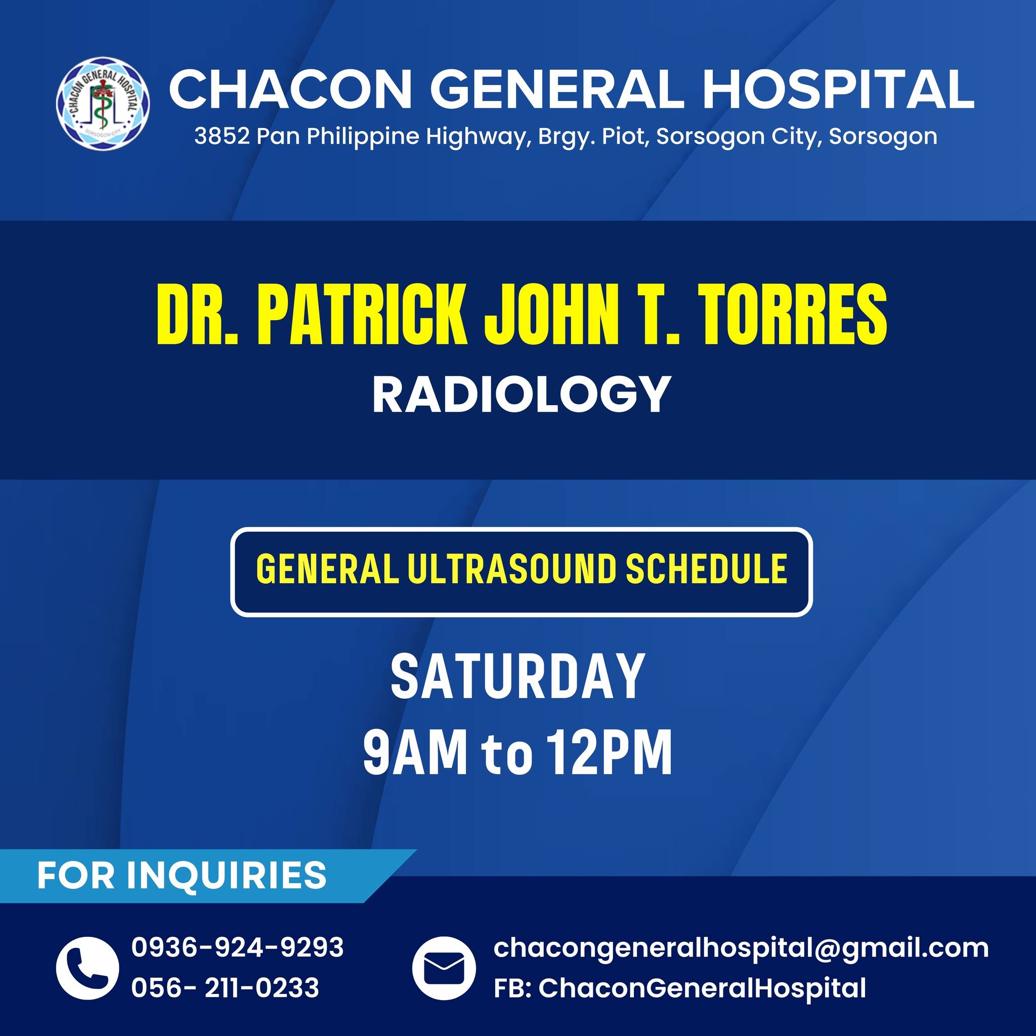 Chacon - GENERAL ULTRASOUND SCHEDULE RADIOLOGY #internalmedicineph # ...