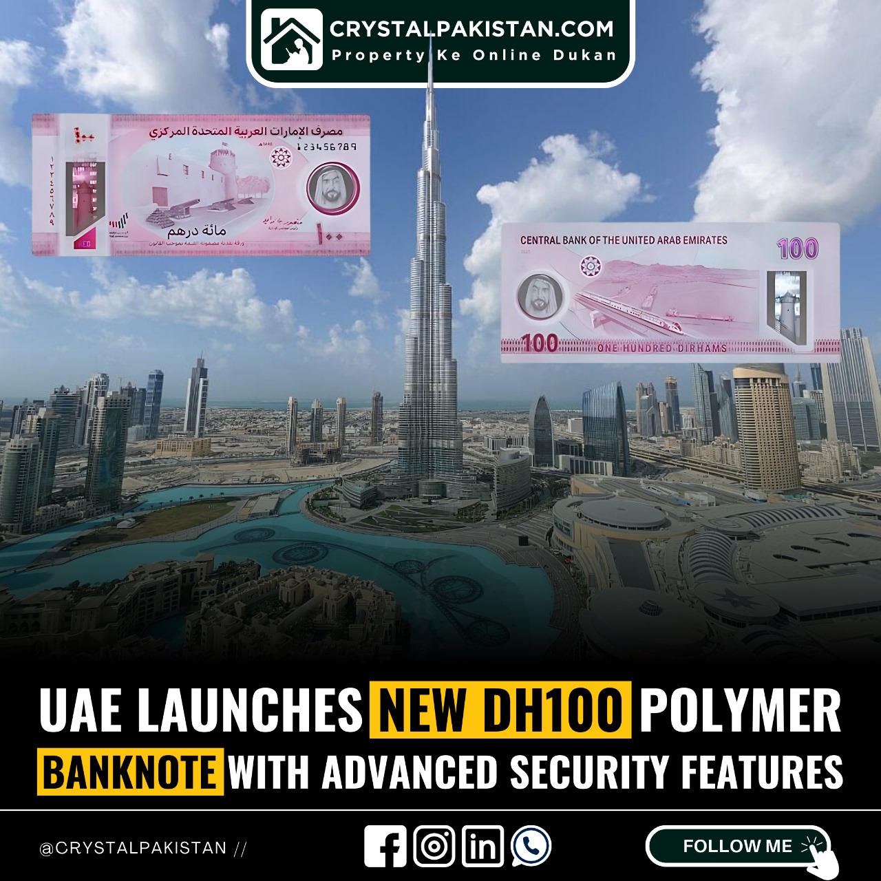 Crystal - UAE Launches New Dh100 Polymer Banknote with Advanced ...