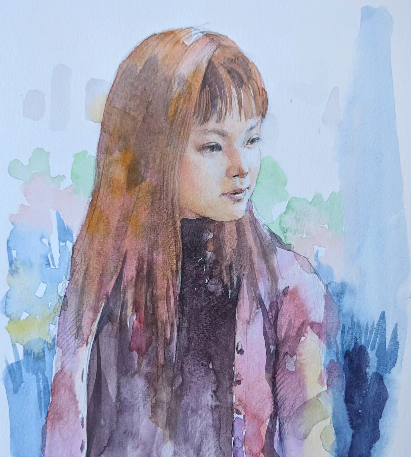 Futoshi - 「風声」F4 透明水彩 #水彩画 #人物画 #watercolor #川畑太