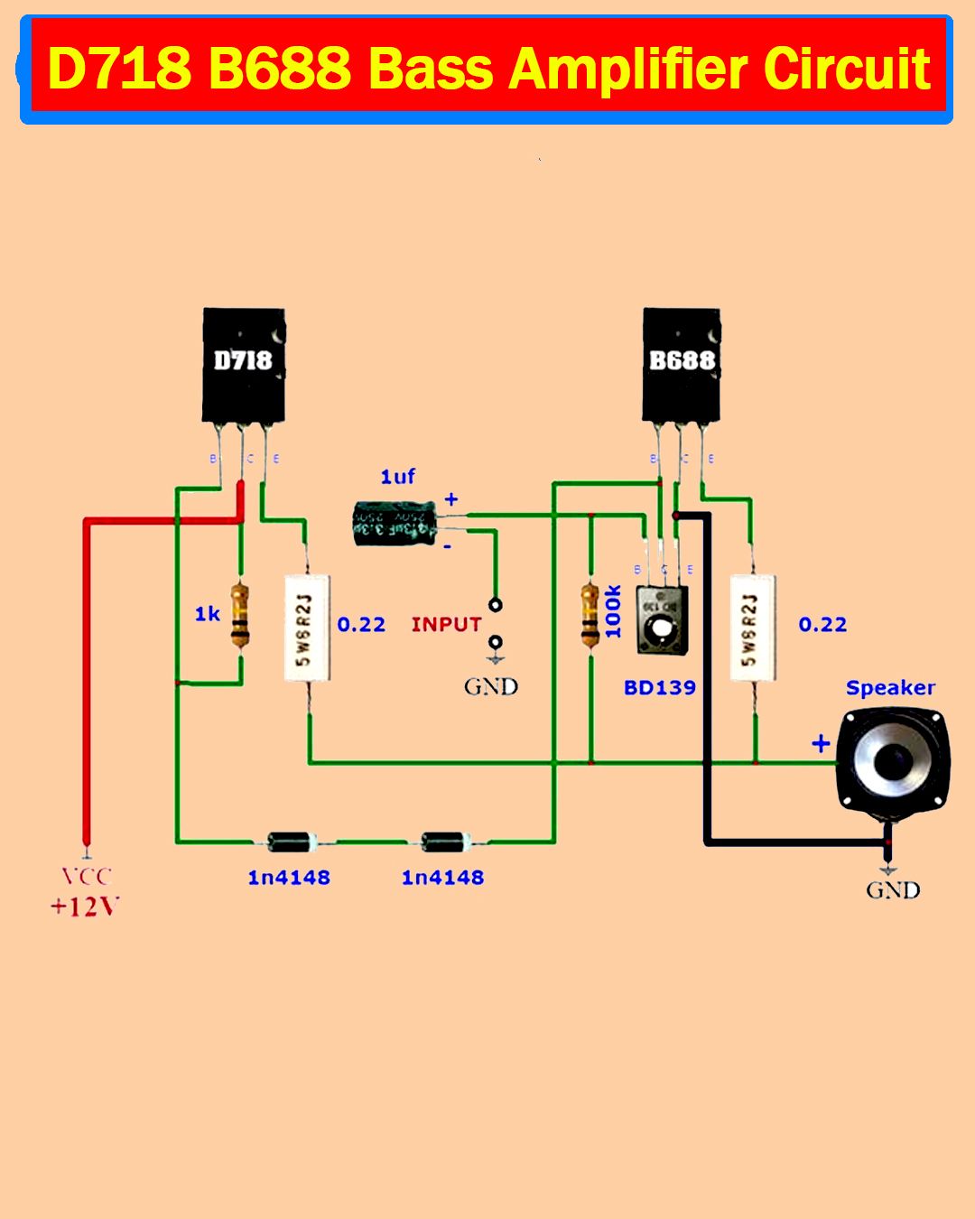 D718 B688 Bass amplifier circuit #electric #bass #amplifier #circuit