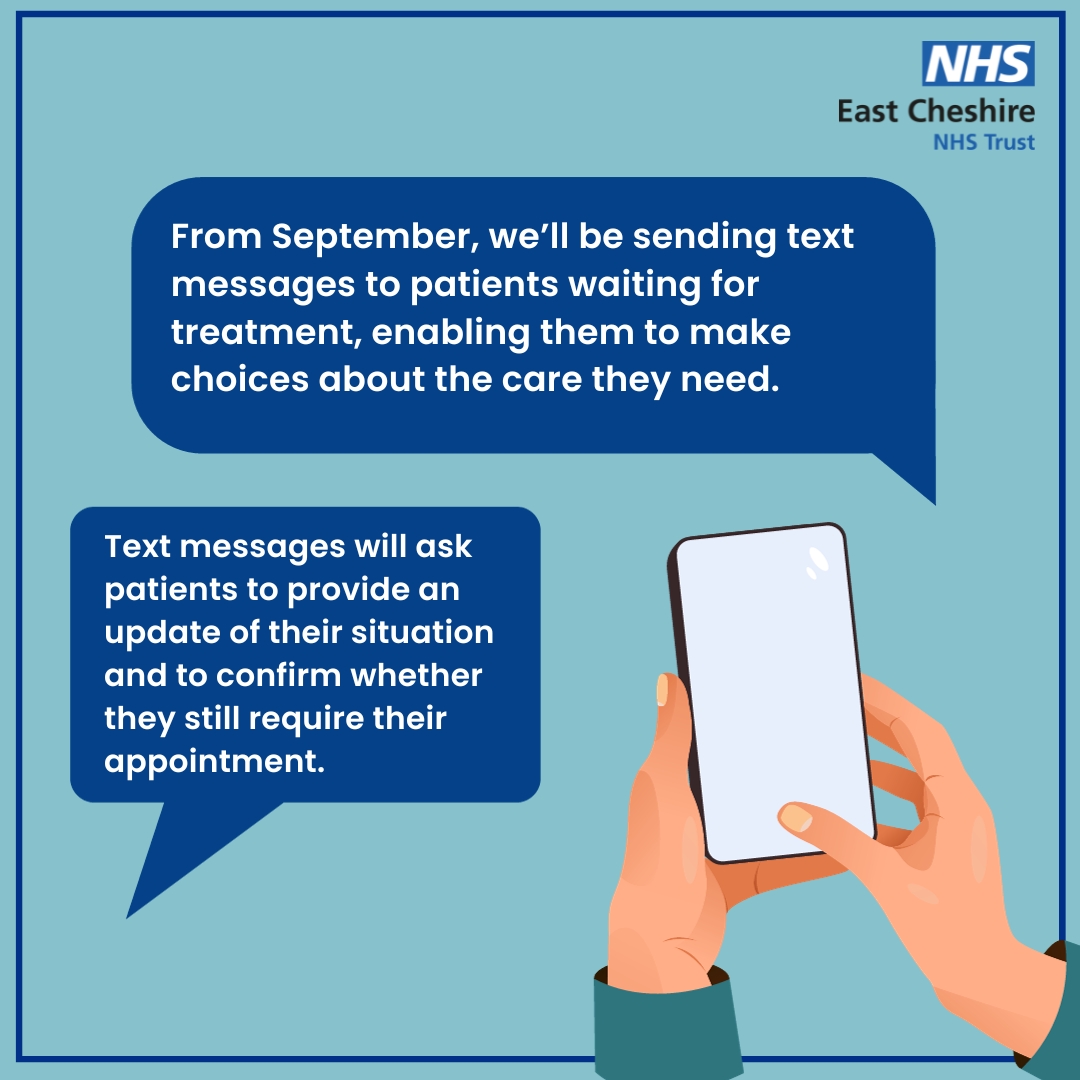 📰 We're using text messages to... - East Cheshire NHS Trust | Facebook