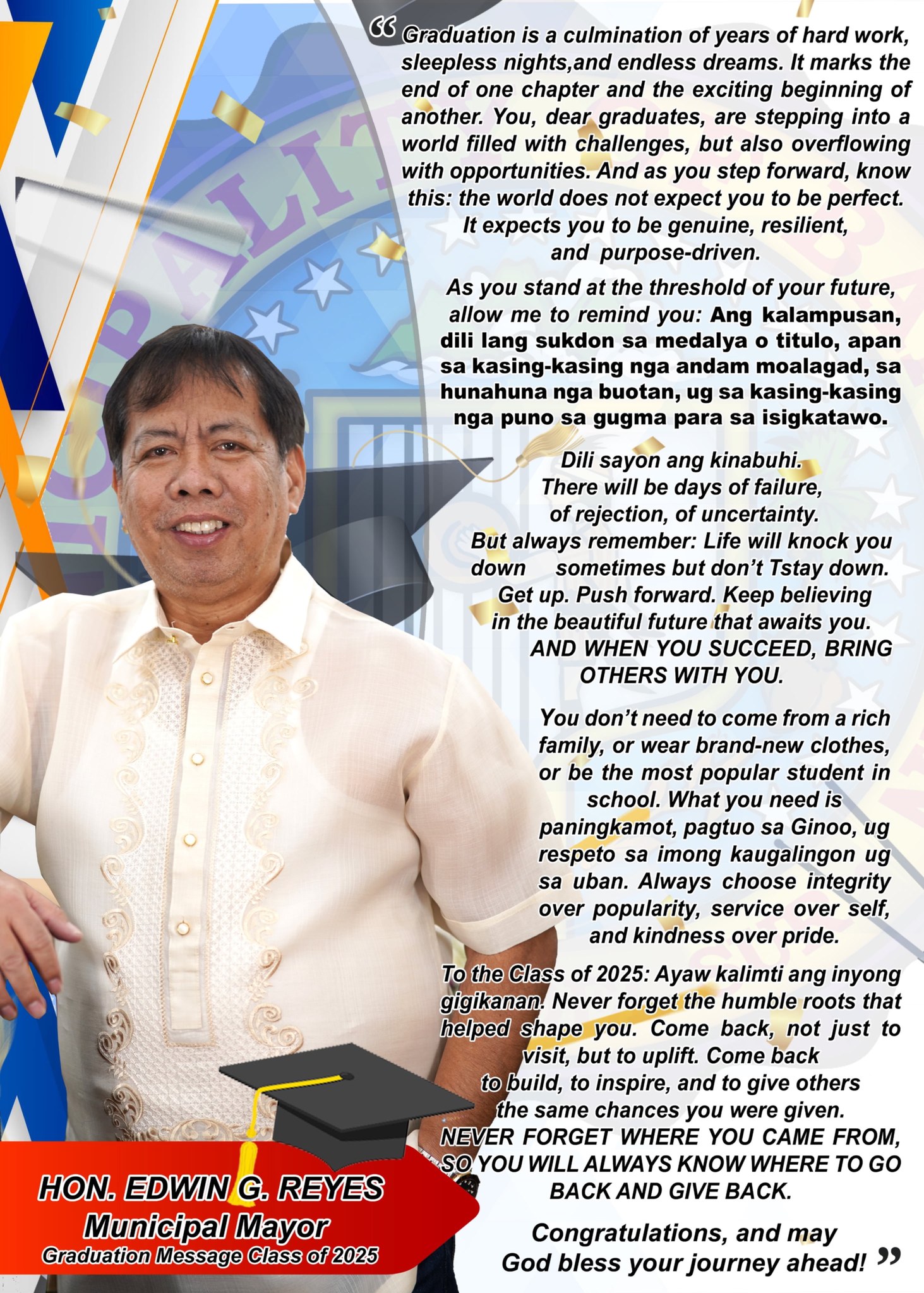 Municipal Government of Bansalan - Mayor Edwin G. Reyes' Graduation ...