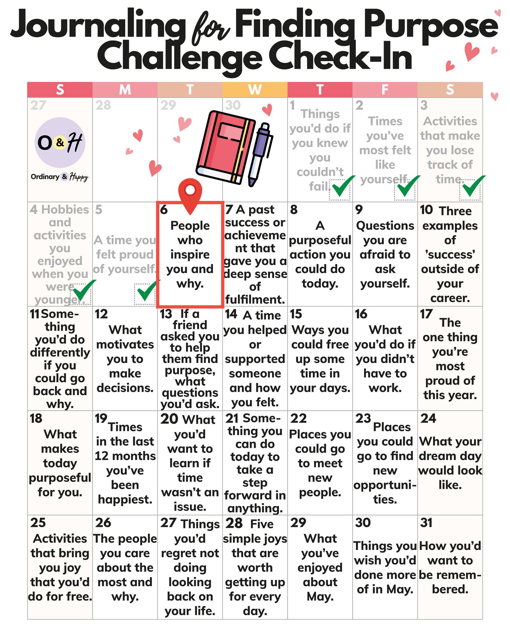 Ordinary - Journaling prompts for finding purpose (day 6 check-in ...