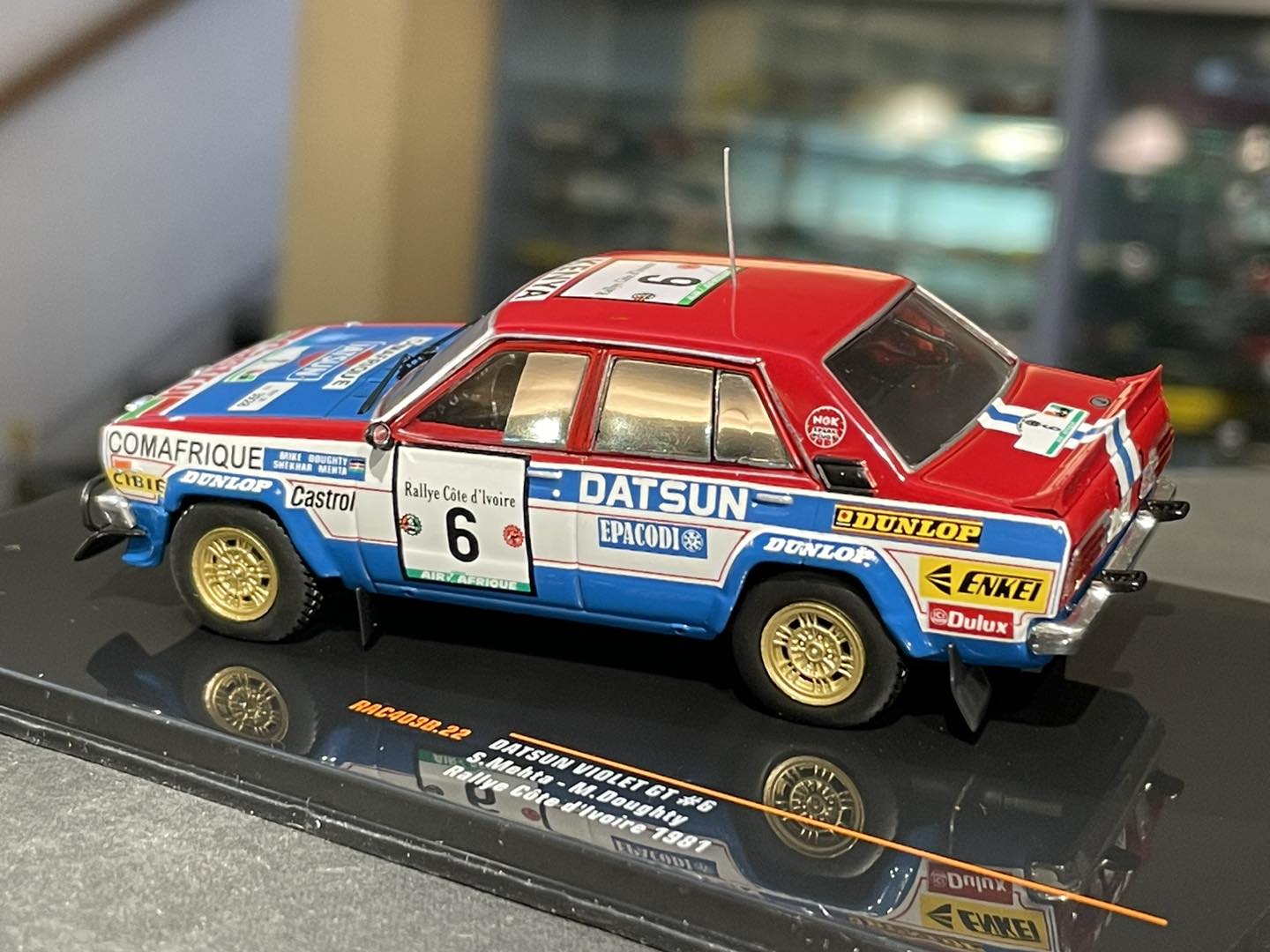 In stock now, 1/43 Datsun Violet GT Shekhar Mehta 1981 Safari